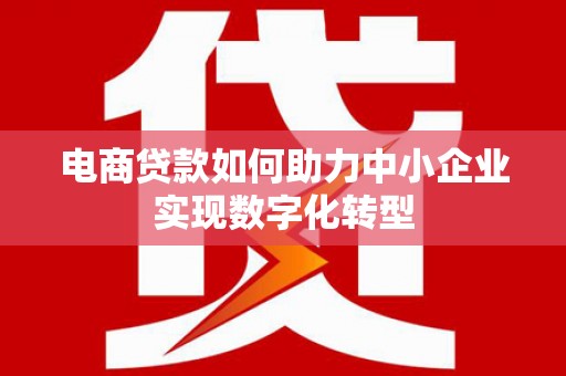赣榆电商贷款如何助力中小企业实现数字化转型
