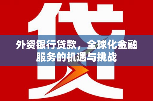 赣榆外资银行贷款，全球化金融服务的机遇与挑战