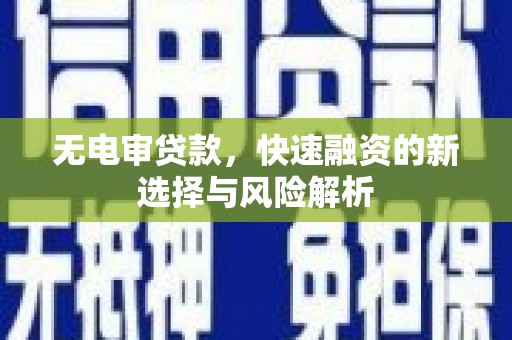 赣榆无电审贷款，快速融资的新选择与风险解析