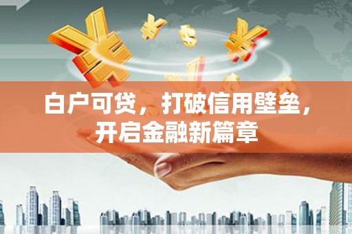 赣榆白户可贷，打破信用壁垒，开启金融新篇章