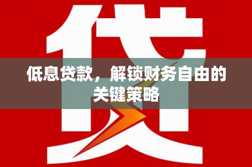 赣榆低息贷款，解锁财务自由的关键策略