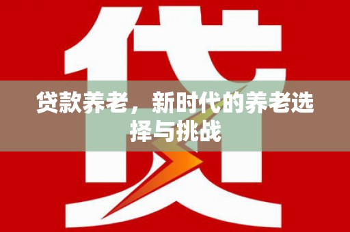 赣榆贷款养老，新时代的养老选择与挑战