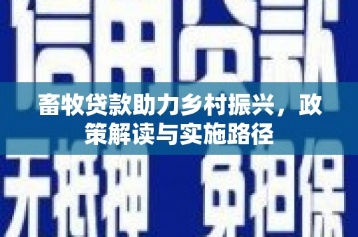 赣榆畜牧贷款助力乡村振兴，政策解读与实施路径