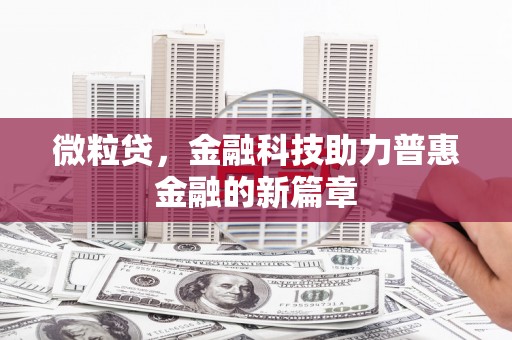 赣榆微粒贷，金融科技助力普惠金融的新篇章