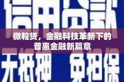 赣榆微粒贷，金融科技革新下的普惠金融新篇章